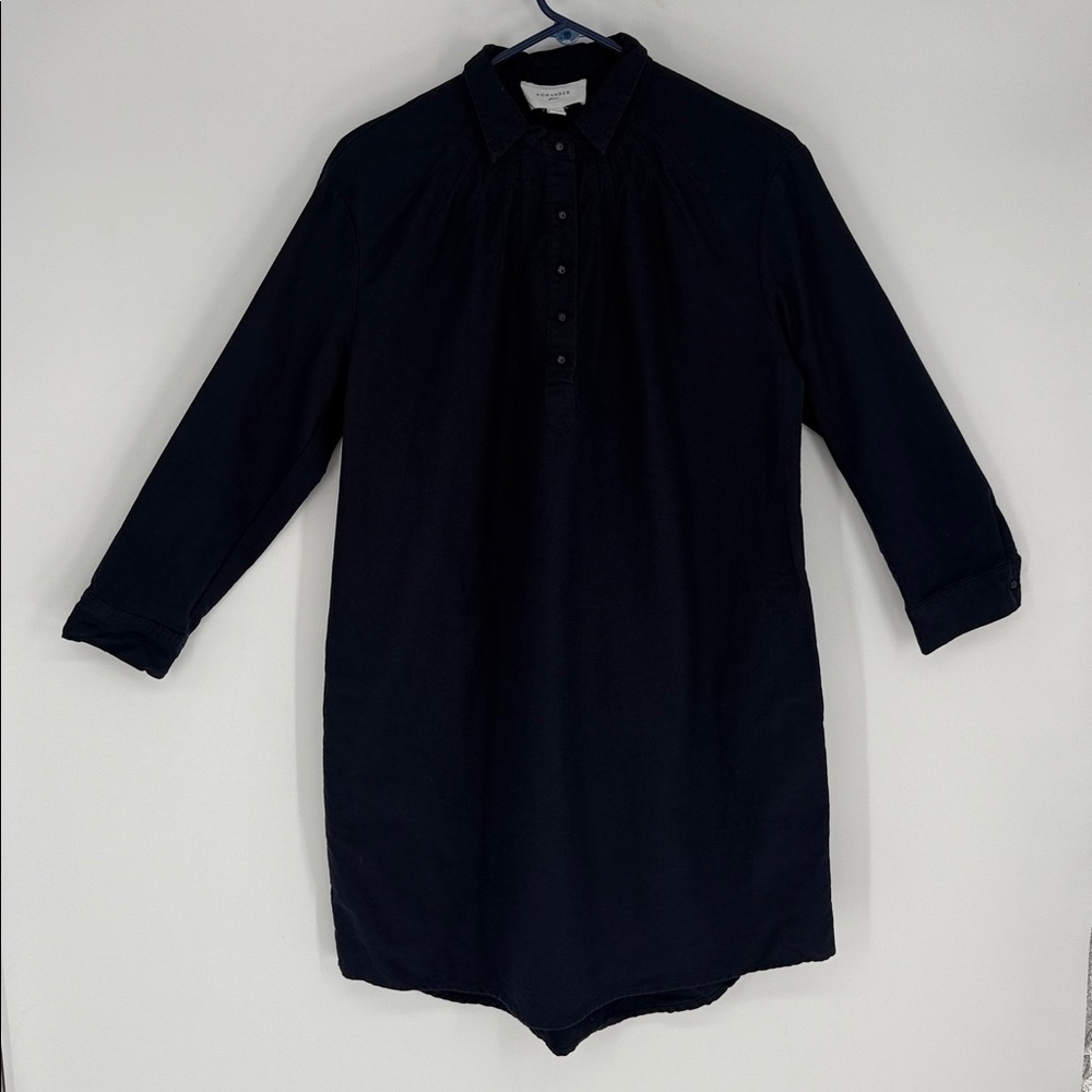 Pomander Place French Navy Polly Relaxed Fit Shirt Mini Dress Size M - Picture 3 of 12
